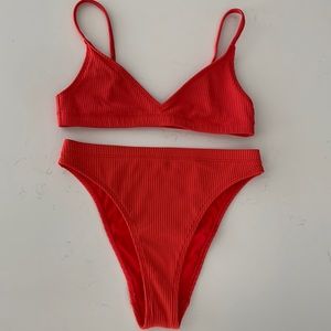 L.A. Hearts Red High Waist Bikini set